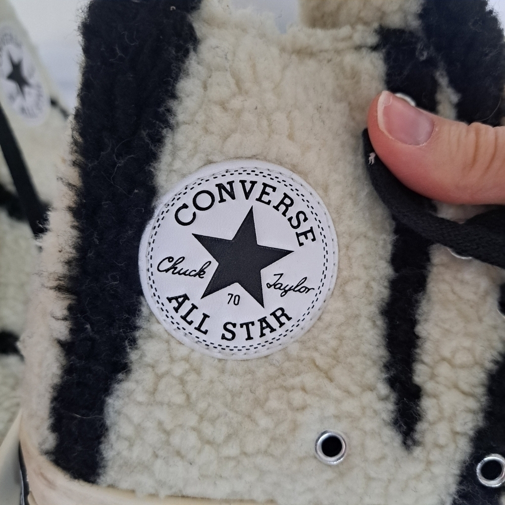 Rick Owens DRKSHDW TURBODRK chuck 70s high zebra sneaker 7 - Picture 12 of 12